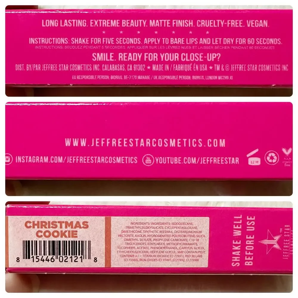NIB Jeffree Star Ltd Edition Christmas Cookie Velour Liquid Lipstick 5.6ml